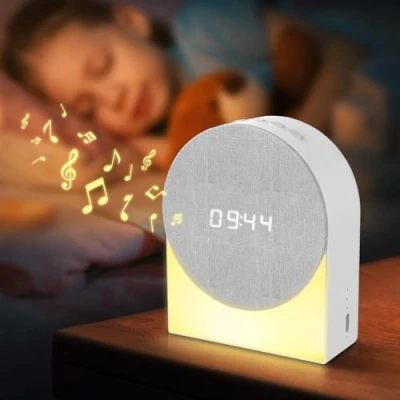 Image of Gemmac 4 in 1 Digital Alarm Clock + White Noise Sound Machine Bluetooth Speaker Night Light, Bedsides Lamp with for Bedroom Soother Kids Toddler Nursery