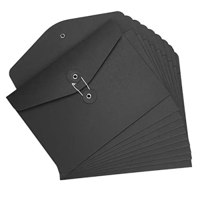 Image of 10Pcs A5 Envelope File Folders Kraft Paper Portfolio Foolscap Document Popper Wallet Pockets Bags Storage Pouch Paperwork Organizer with String Fastener Closure for Offices School Travel