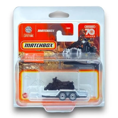 Image of Matchbox MBX Cycle Trailer (White &amp; Black) 2023 63/100 (Short Card) COMES IN A KLAS CAR KEEPER SHORT CARD PROTECTOR CASE HLD27