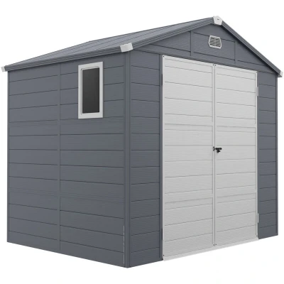Image of Outsunny 8 x 6ft Garden Shed Storage with Foundation Kit Vents Grey 845 410V05CG