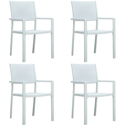 Image of vidaXL Garden Chairs 4 pcs White Plastic Rattan Look