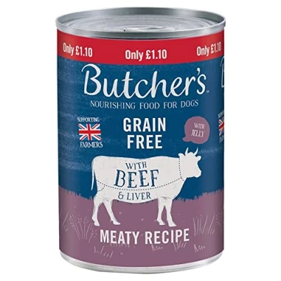 Image of Butchers Beef And Liver Chunks In Jelly Complete Wet Dog Food, Chicken, 0.4 kg pack of 12