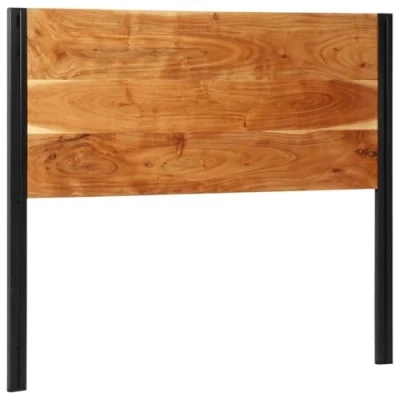 Image of vidaXL Headboard 120 cm Acacia Wood and Iron Stylish Bedroom Fit Freestanding Design Brown Natural Finish