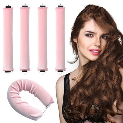 Image of EUZUXU 4 Pcs Heatless Curlers, Hair Curlers for Long Hair, Curling Rod, All Types, Women Styling Tools