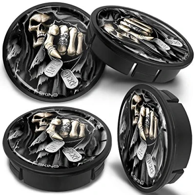 Image of SkinoEu 4 x 60mm ABS Car Alloy Wheel Centre Universal Rims Hub Center Caps Auto Tuning Logo Emblem Silver Black Skull CX 33