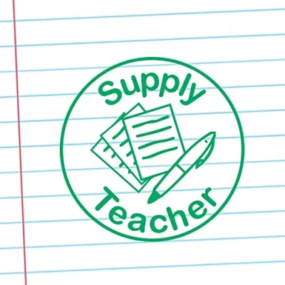 Image of Supply Teacher Self Inking School Stamper Green ink 22mm, inking, Reinkable^