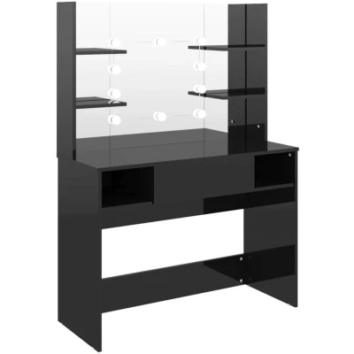 Image of vidaXL Makeup Table with LED Lights 100x40x135 cm MDF Shining Black