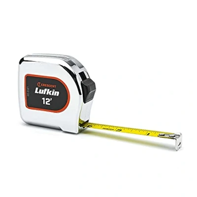 Image of Crescent Lufkin 1/2 x 12&#039; Chrome Case Yellow Clad Tape Measure L912 02