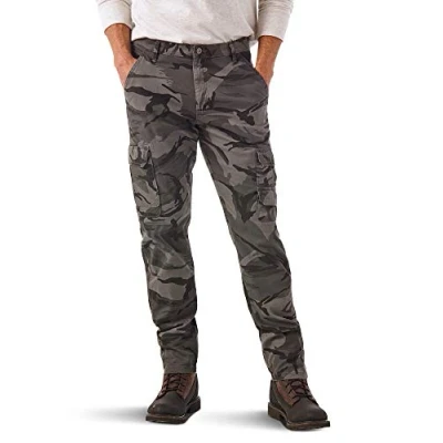 Image of Wrangler Authentics Men&#039;s Regular Tapered Cargo Pant, Grey Camo, 32W x 32L