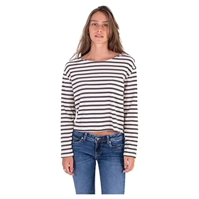 Image of Hurley Women&#039;s W Boat Neck Ls Top Shirt, Vintage Black Stripe, S