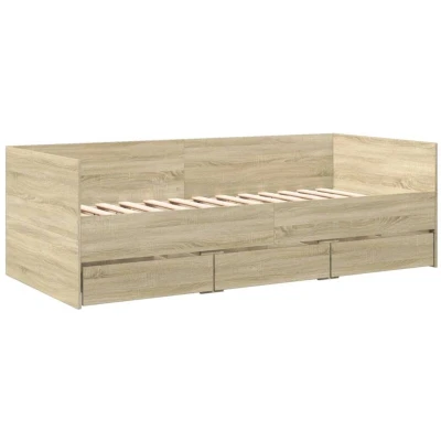 Image of vidaXL Daybed with Drawers without Mattress Sonoma Oak 90x200 cm