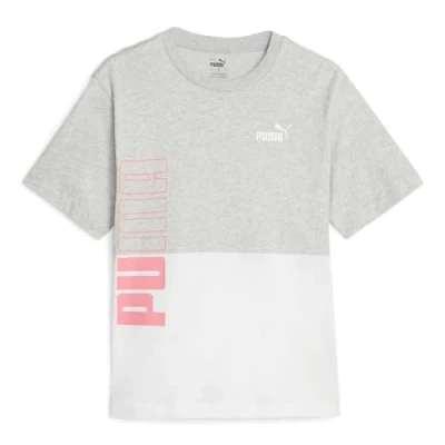Image of Puma Power Colorblock Tee Light Gray Heather