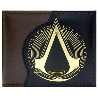 Image of Assassin&#039;s Creed Live by The Emblem Wallet Bifold Id &amp; Card Holder, Brown