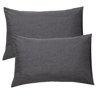 Image of KHIM® 100% Soft Brushed Cotton Flannelette Standard Housewife Pillowcase Pair Charcoal