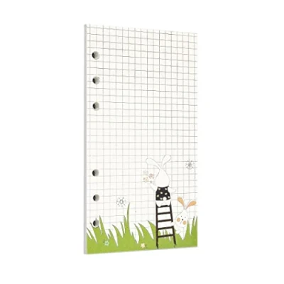 Image of Zelten 40 Sheets 80 Pages Colorful Loose Leaf Punched Paper Refills for 6 Hole Binder Personal Organizer Diary Notebook Refillable Planner (A6, Bunny Ruled &amp; Squared)