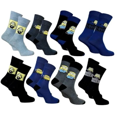 Image of OZABI Despicable Me Men&#039;s Cotton Socks Assorted Photo Models Depending on Arrivals Multicoloured, Pack of 6 pairs, 43 46