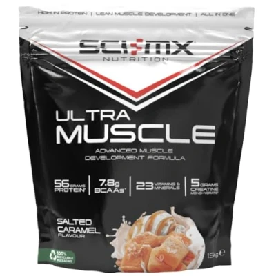 Image of SCI MX Ultra Muscle Protein Powder for Development + 23 Vitamins &amp; Minerals Salted Caramel 56g 5g Creatine 7.8g BCAAs per Serving 1.5kg