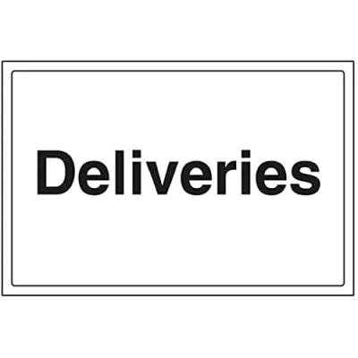 Image of V Safety Deliveries Sign 300mm x 200mm 1mm Rigid Plastic