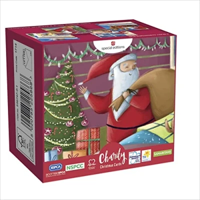 Image of Box of 30 Assorted Busy Santa Mini Multiple Charity Christmas Cards In 4 Designs 556747