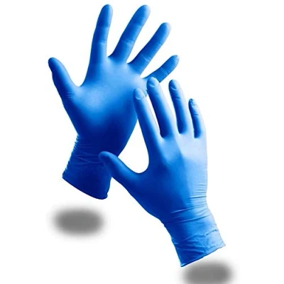 Image of BOX OF 100 STRONG QUALITY BLUE NITRILE LARGE SIZE Gloves Medical Examination Ambidextrous LATEX &amp; POWDER FREE FOOD SAFE HYPOALLERGENIC WEAR RESISTANT MATERIAL AQL 1.5 EN455 CLASS 1 (LARGE)