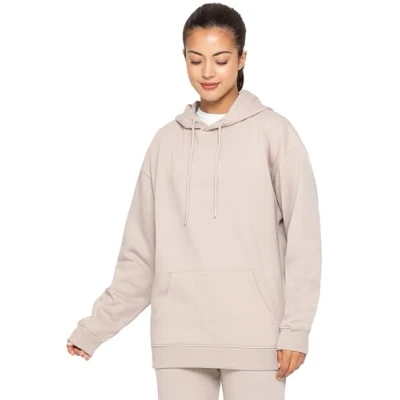 Image of BRAND KRUZE Women Oversized Hoodie Sweatshirt Soft Fleece Lined Sweat Hood KZLHD130 HOODY OATMEAL L