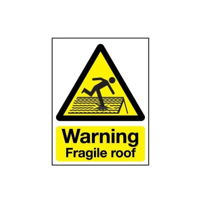Image of Sitesafe Fragile Roof Rigid PVC Warning Sign 297 x 420mm