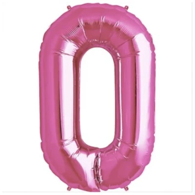 Image of Pink Number 0 Large Helium Foil Balloon Birthday Party Wedding Anniversary Decoration 101cm