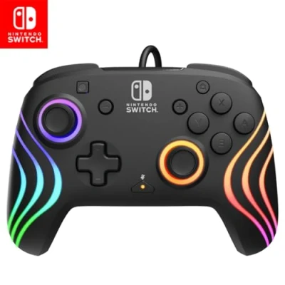 Image of PDP Nintendo Switch Afterglow Wave Wired Black