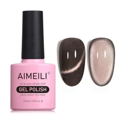 Image of AIMEILI Magnetic Gel Nail Polish Cat Magnet Eye Polish, UV LED Soak Off Glitter Varnish Art Manicure Pedicure, Long Lasting &amp; Easy to Apply 10ml 733