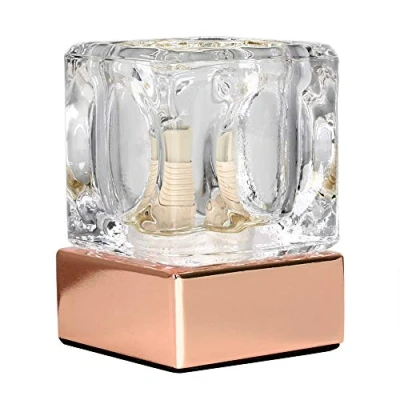 Image of MiniSun Modern Glass Ice Cube Touch Table Lamp with a Copper Base Complete 3w LED Dimmable G9 Bulb [6000K Cool White]
