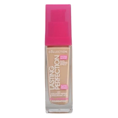 Image of Collection Cosmetics Lasting Perfection Satin Foundation, Full Coverage, Hydra Boost, 6W Cashew Warm 27ml