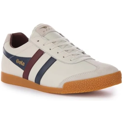 Image of Gola Harrier Mens Casual Trainers in Off White Navy 7 UK