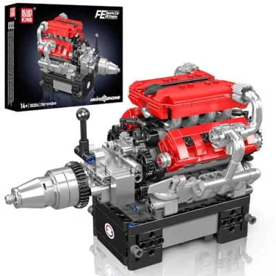 Image of Mould King V8 Engine Building Blocks Set, 10204 Model Kit That Runs, Sports Car Engines for Adults with Battery Box and Motor, Construction STEM Toy Children Boys Girl (750 Pcs)