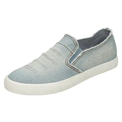 Image of Spot On Ladies Distressed Denim Slip Pumps Light Blue UK Size 6 EU 39 US 8