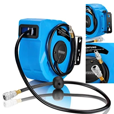 Image of MONZANA® Air Hose Reel Wall Mountable Pneumatic Compressed 1/4 Inch Connection Retractable Auto Rewind Tool Garden Compressor 10m