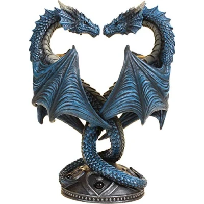 Image of Nemesis Now Dragon Heart Anne Stokes Candle Holder 28cm Blue