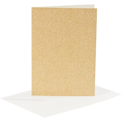 Image of Cards and Envelopes, card size 10,5x15 cm, envelope 11,5x16,5 gold, glitter, 4sets