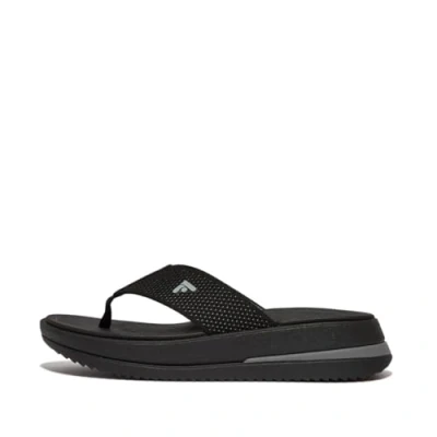 Image of Fitflop Women&#039;s SURFF Two Tone Webbing Toe Post Sandals, Black, 4 UK