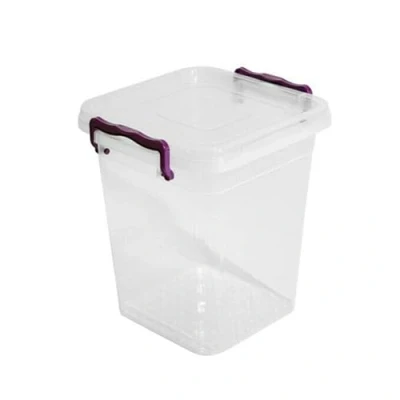 Image of Set Of Two Plastic Storage Box Boxes Lid Handles Food Container Home Kitchen Office UK (5L Deep)