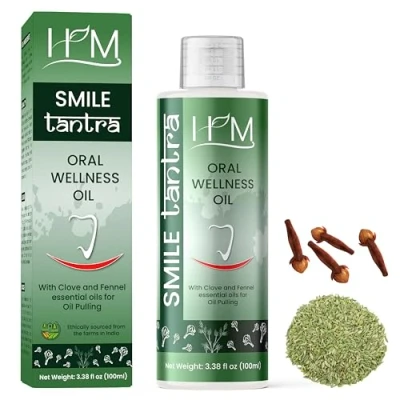 Image of Oil Pulling with Clove &amp; Fennel Essential Oils for Oral Health, Healthy Teeth and Gums, Alcohol Free Mouthwash, Whitening, Helps Bad Breath Freshens Mouth