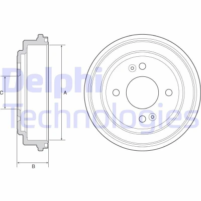 Image of 584111C000, 584111C010 Brake Drum DELPHI BF551 without ABS sensor ring, wheel bearing 220mm HYUNDAI: Getz