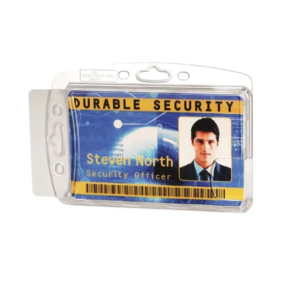 Image of Durable Enclosed Security Pass Holder Duo 54 x 85 mm Transparent Pack of 10 Badges Glass Clear Ideal for and Visitor Management