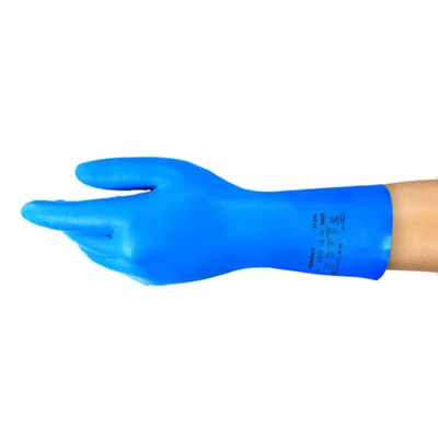 Image of Ansell AlphaTec 37 310 Multipurpose Nitrile Gloves with Long Cuff, Chemical Protection and Food Safety, Reusable Kitchen Gloves, Household Cleaning Dishwashing, Blue, Size 2XL (12 Pairs)
