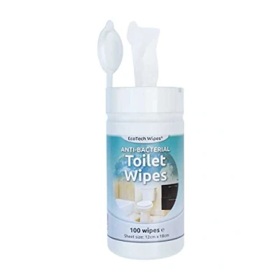 Image of EcoTech ETTS100PK Toilet Seat Disinfectant Wipe, White (Pack of 100)