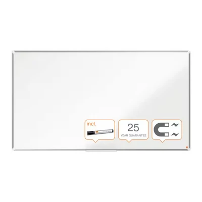 Image of Nobo Premium Plus Widescreen Enamel Magnetic Whiteboard 1880x1060mm, Aluminium Trim, EU Ecolabel Certified, 1915369
