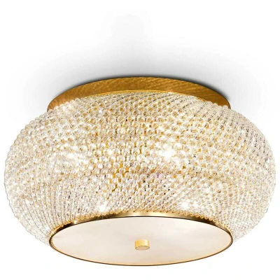 Image of Pasha 6 Light Ceiling Flush Gold with Crystals, E14
