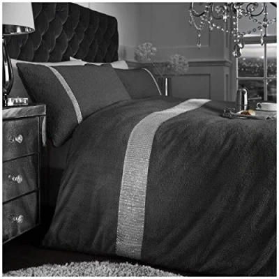 Image of GC GAVENO CAVAILIA Teddy Duvet Cover Double, Bedding &amp; Linen Set, Snuggle Warm Fleece Quilt Covers, Charcoal