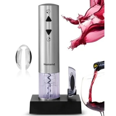 Image of Homend Wine Up 2201U Opener Automatic Electric Corkscrews Bottle with Foil Cutter Stainless Steel, Cordless &amp; Rechargeable