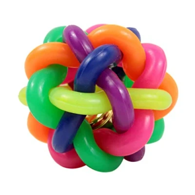 Image of Rainbow Rubber Round Ball with Bell Toy for Dog Cat Pet