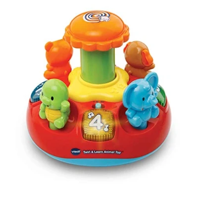 Image of VTech Push &amp; Play Spinning Top Music, Lights, Animals, Shapes and Colours Great for Motor Skill, Tactile Stimulation, Language Development Suitable Ages 6 Months +